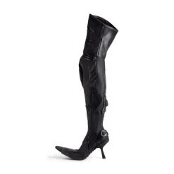 Stivali Sopra Il Ginocchio Biker 90 Mm da Donna in Nero