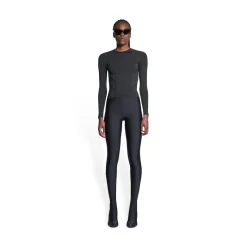 Top 3b Sports Icon Fitted A Maniche Lunghe  da Donna in Nero