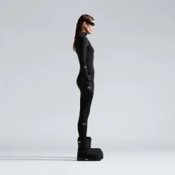 Top Con Mezza Zip 3b Sports Icon Aderente da Donna in Nero