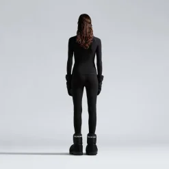 Top Con Mezza Zip 3b Sports Icon Aderente da Donna in Nero