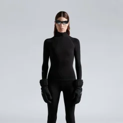 Top Con Mezza Zip 3b Sports Icon Aderente da Donna in Nero