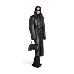 Trench Cocoon Aderente da Donna in Nero