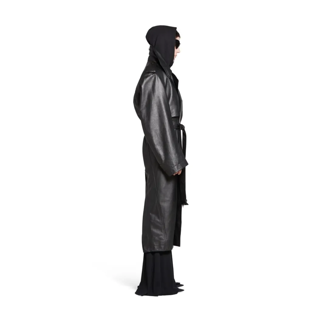 Trench Cocoon Aderente da Donna in Nero