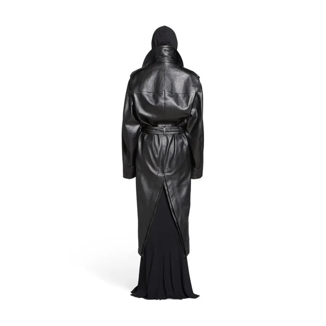 Trench Cocoon Aderente da Donna in Nero