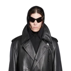 Trench Cocoon Aderente da Donna in Nero