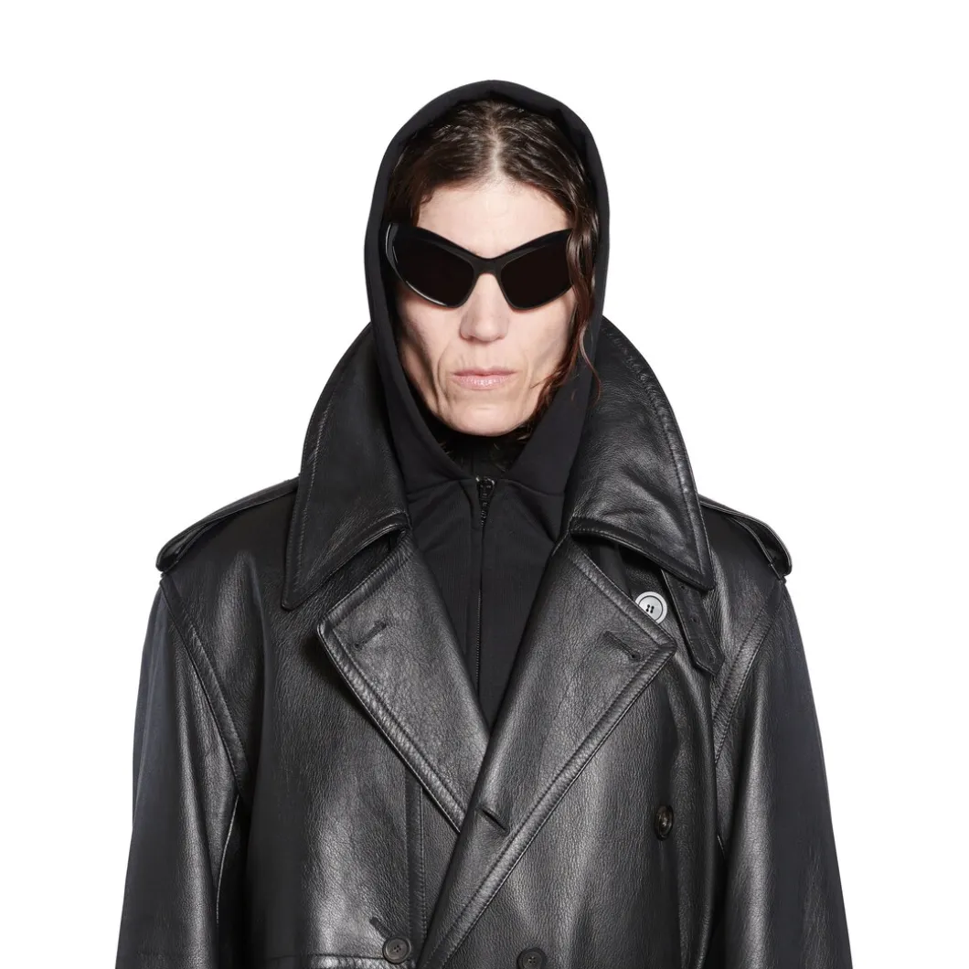 Trench Cocoon Aderente da Donna in Nero
