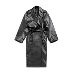 Trench Cocoon Aderente da Donna in Nero