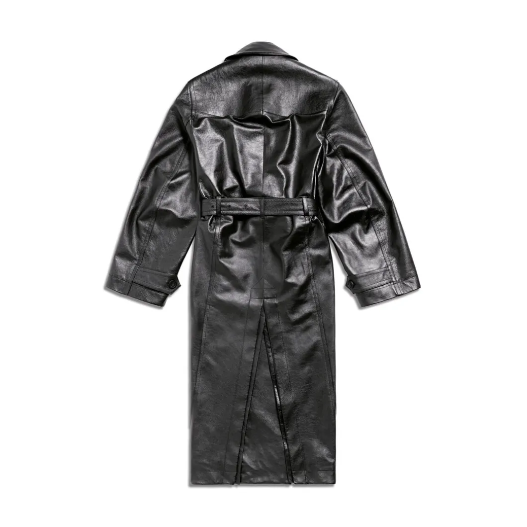 Trench Cocoon Aderente da Donna in Nero