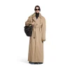 Trench Maxi Deconstructed da Donna in Beige Scuro
