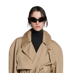 Trench Maxi Deconstructed da Donna in Beige Scuro