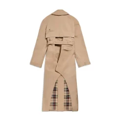 Trench Maxi Deconstructed da Donna in Beige Scuro