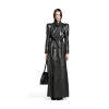 Trench Round Shoulder Maxi da Donna in Nero