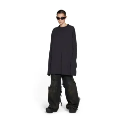 T-shirt A Maniche Lunghe Balenciaga Oversize in Nero D&eacute;lav&eacute;