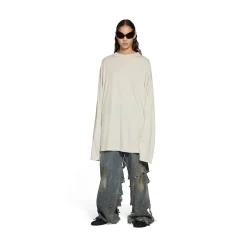 T-shirt A Maniche Lunghe Balenciaga Oversize in Crema
