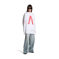 T-shirt A Maniche Lunghe Balenciaga Music | Archive Series Connected Medium Fit in Grigio Chiaro/rosso