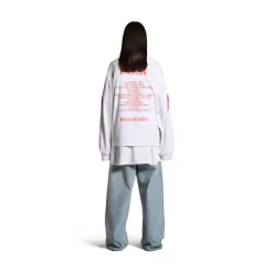 T-shirt A Maniche Lunghe Balenciaga Music | Archive Series Connected Medium Fit in Grigio Chiaro/rosso