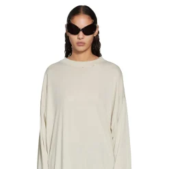 T-shirt A Maniche Lunghe Balenciaga Oversize in Crema