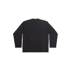 T-shirt A Maniche Lunghe Balenciaga Oversize in Nero D&eacute;lav&eacute;