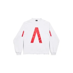 T-shirt A Maniche Lunghe Balenciaga Music | Archive Series Connected Medium Fit in Grigio Chiaro/rosso
