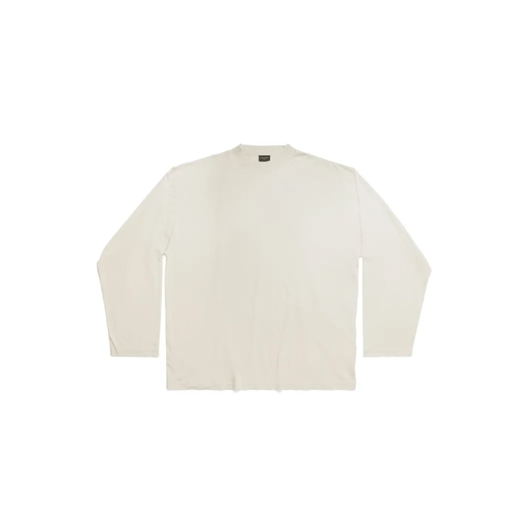 T-shirt A Maniche Lunghe Balenciaga Oversize in Crema