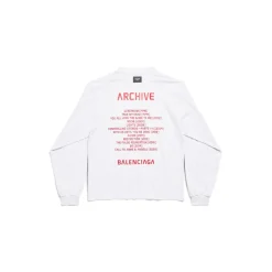 T-shirt A Maniche Lunghe Balenciaga Music | Archive Series Connected Medium Fit in Grigio Chiaro/rosso