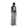 T-shirt A Maniche Lunghe Con Cappuccio Snbn Aderente da Donna in Nero