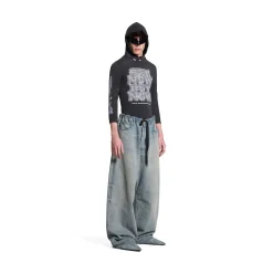 T-shirt A Maniche Lunghe Con Cappuccio Snbn Aderente da Donna in Nero