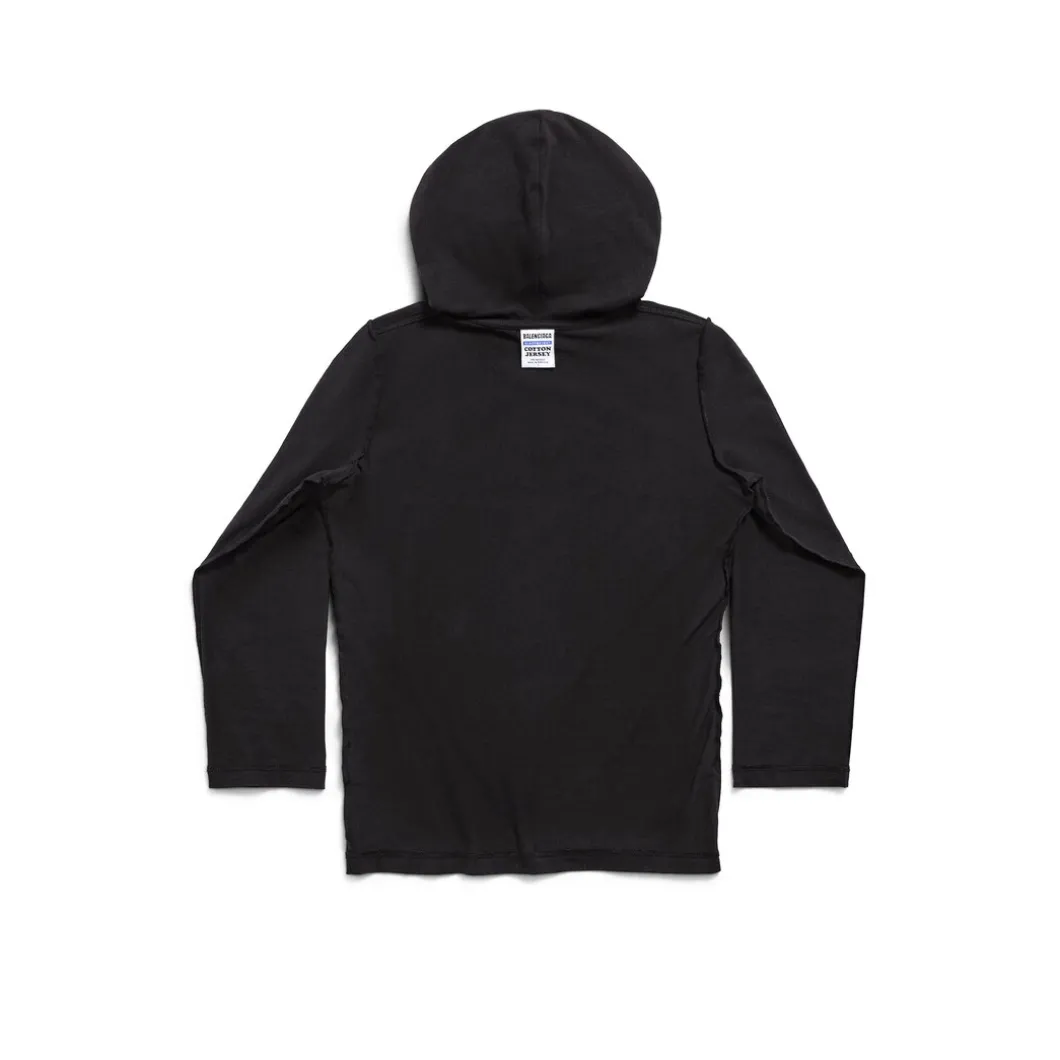 T-shirt A Maniche Lunghe Con Cappuccio Inside-out Aderente in Nero