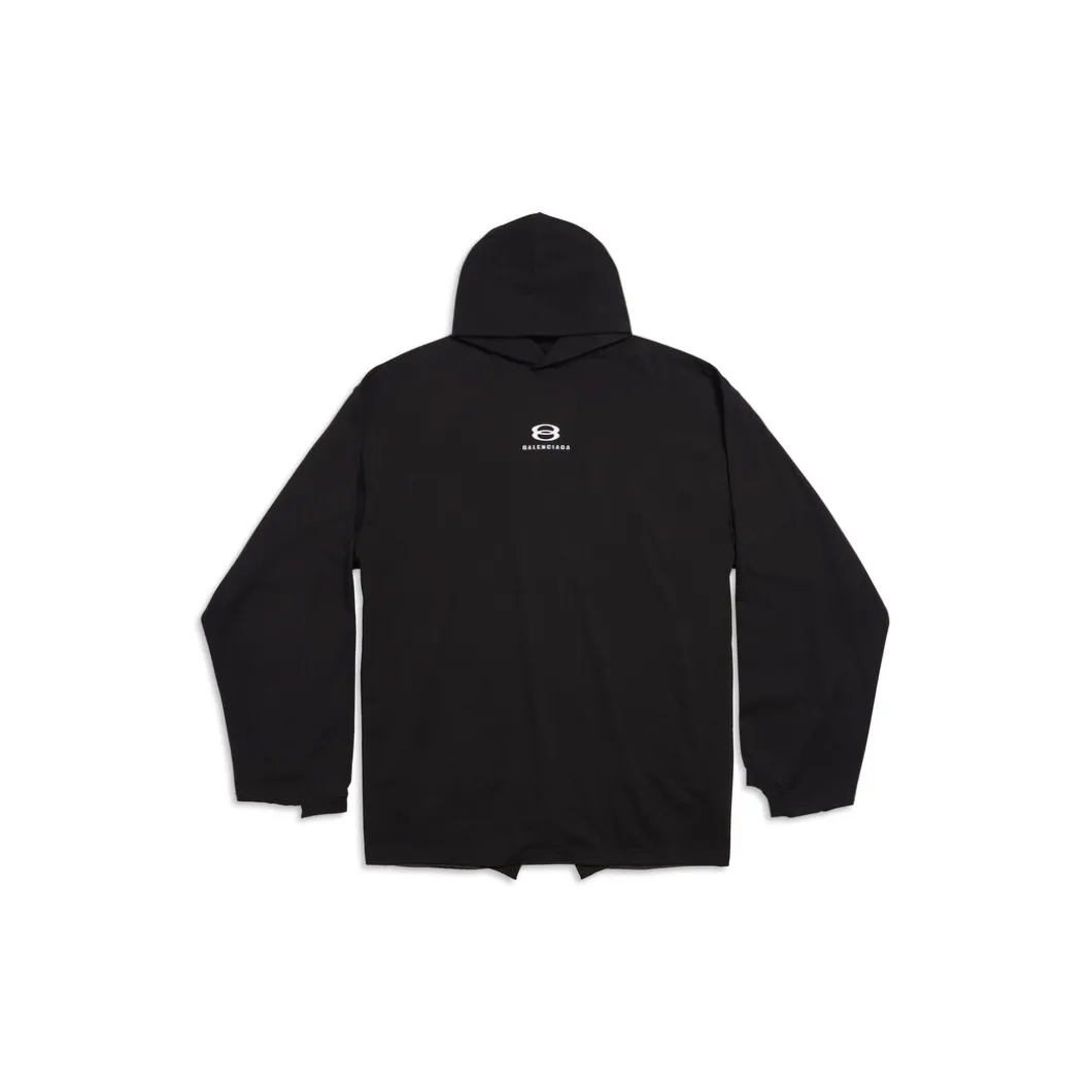 T-shirt A Maniche Lunghe Deconstructed Unity Sports Icon Oversize in Nero/bianco
