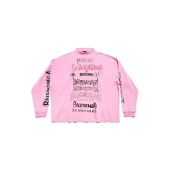 T-shirt A Maniche Lunghe Diy Metal Medium Fit da Donna in Rosa/bianco/rosso