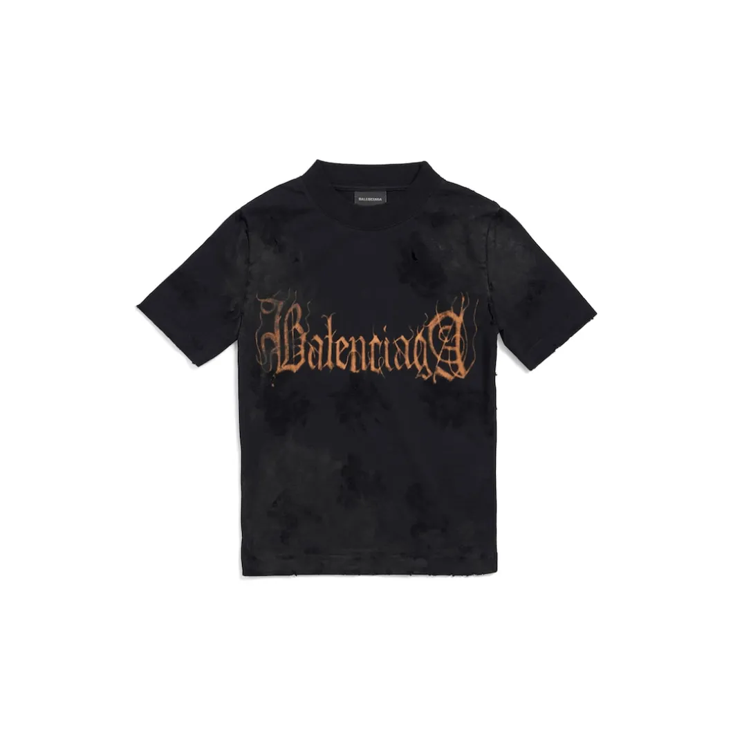 T-shirt Aderente Heavy Metal Small Fit da Donna in Nero Délavé