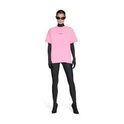 T-shirt Balenciaga Back Medium Fit da Donna in Rosa Fluo