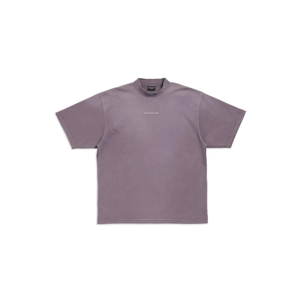 T-shirt Balenciaga Back Medium Fit in Viola/grigio