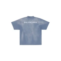 T-shirt Balenciaga Back Medium Fit in Blu/bianco