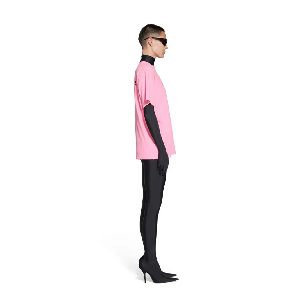T-shirt Balenciaga Back Medium Fit da Donna in Rosa Fluo