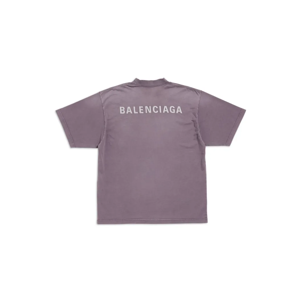 T-shirt Balenciaga Back Medium Fit in Viola/grigio