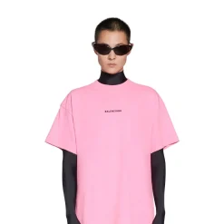 T-shirt Balenciaga Back Medium Fit da Donna in Rosa Fluo