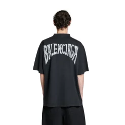 T-shirt Balenciaga Hand-drawn Medium Fit in Nero D&eacute;lav&eacute;