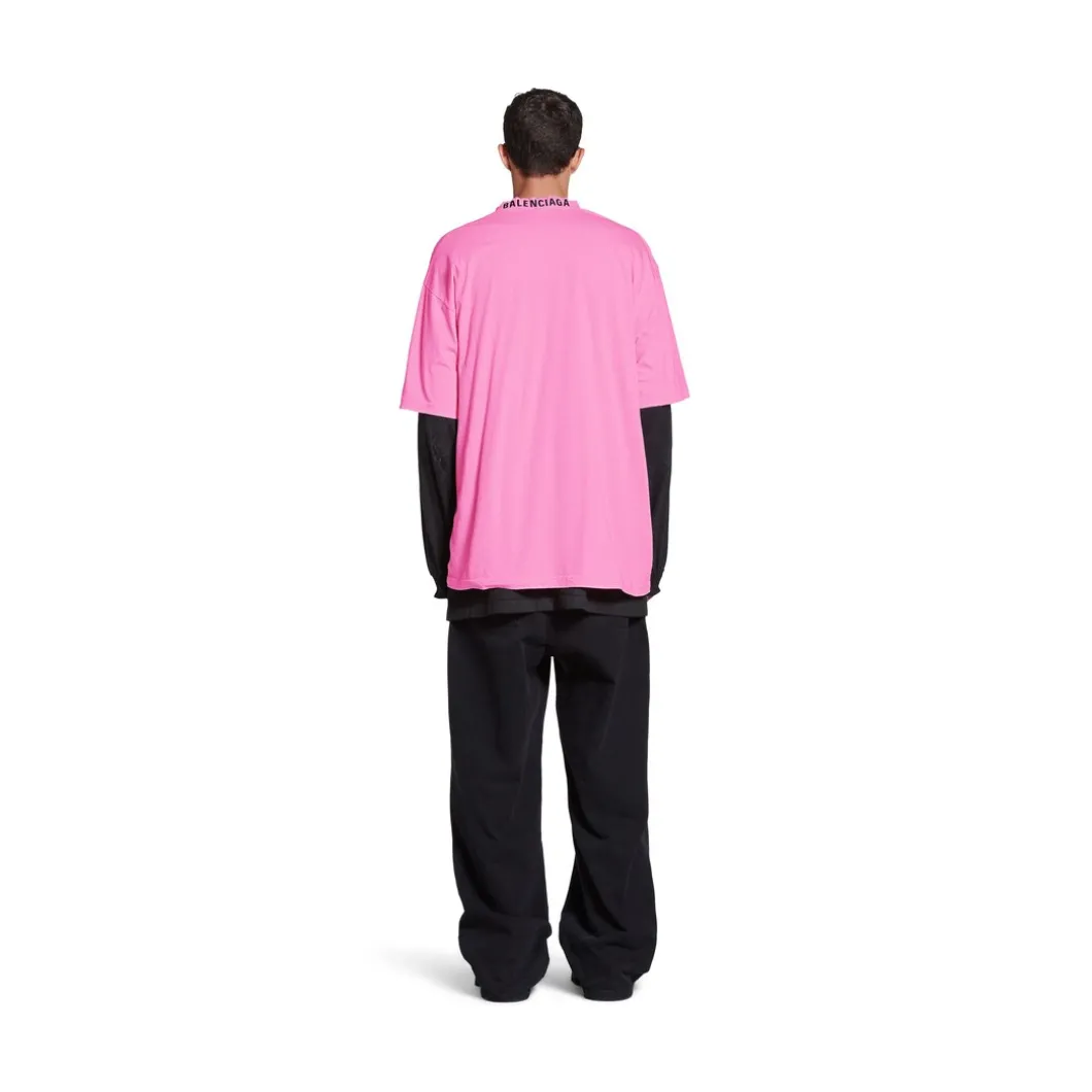 T-shirt Balenciaga Medium Fit in Rosa/nero