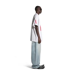 T-shirt Balenciaga Music | Archive Series Connected Oversize in Grigio Chiaro/rosso