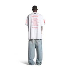 T-shirt Balenciaga Music | Archive Series Connected Oversize in Grigio Chiaro/rosso