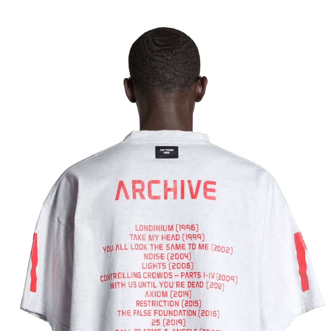 T-shirt Balenciaga Music | Archive Series Connected Oversize in Grigio Chiaro/rosso