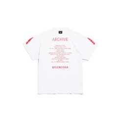 T-shirt Balenciaga Music | Archive Series Connected Oversize in Grigio Chiaro/rosso
