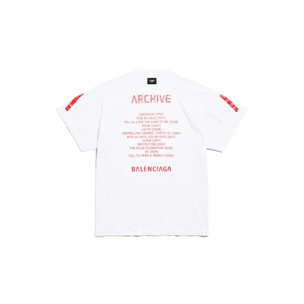 T-shirt Balenciaga Music | Archive Series Connected Oversize in Grigio Chiaro/rosso