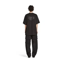 T-shirt Bb Paris Strass Medium Fit in Nero D&eacute;lav&eacute;