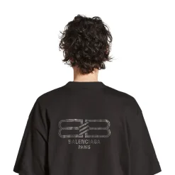 T-shirt Bb Paris Strass Medium Fit in Nero D&eacute;lav&eacute;