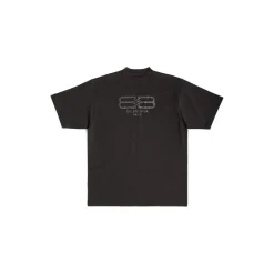 T-shirt Bb Paris Strass Medium Fit in Nero D&eacute;lav&eacute;