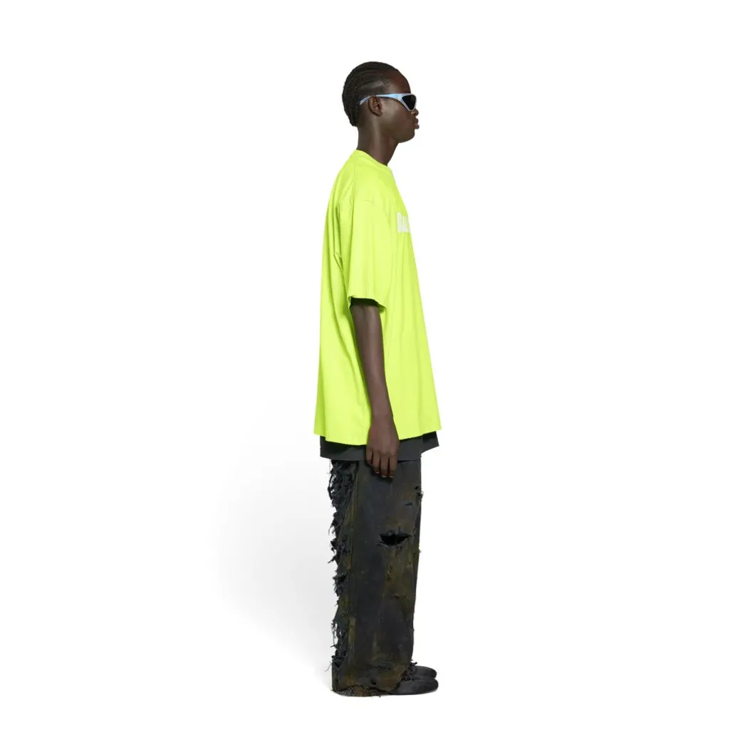 T-shirt Caps Boxy Fit in Giallo Fluo