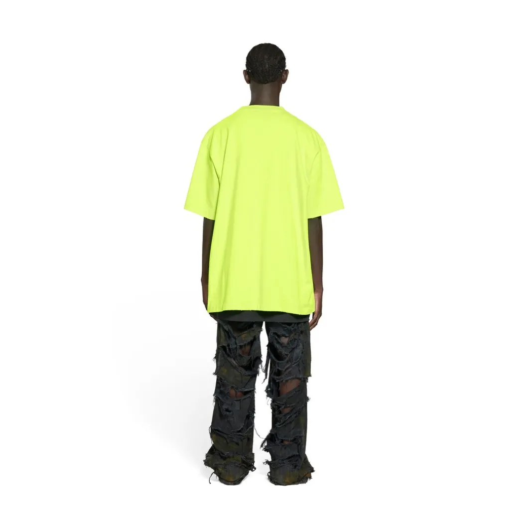 T-shirt Caps Boxy Fit in Giallo Fluo