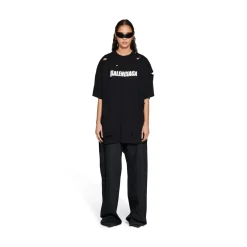 T-shirt Caps Boxy Fit in Nero